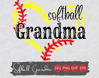 Softball Grandma Heart SVG: Women's Shirt Design (Digital Files)