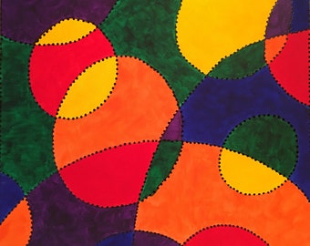31- "R.O.Y.G.B.P.", (red, orange, yellow, green, blue & purple), abstract acrylic painting, 16x20