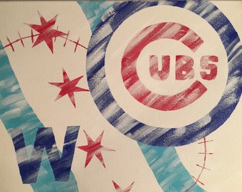 62 - Cubs, W & Chicago flag, 11x14