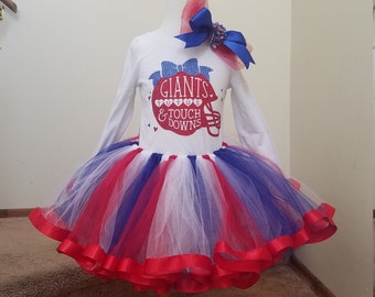 NY Giants, Tutus and Touchdowns, Football Tutu Outfit With Hair Clip - Etsy