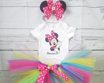 Minnie Mouse Personalized Tutu Outfit With Minnie Mouse Ears
