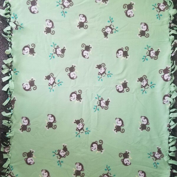 Monkey Banana Pattern Print Hooded Blanket