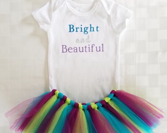 Bright and Beautiful, Custom Baby Tutu Outfit, Size 0 - 3 Months