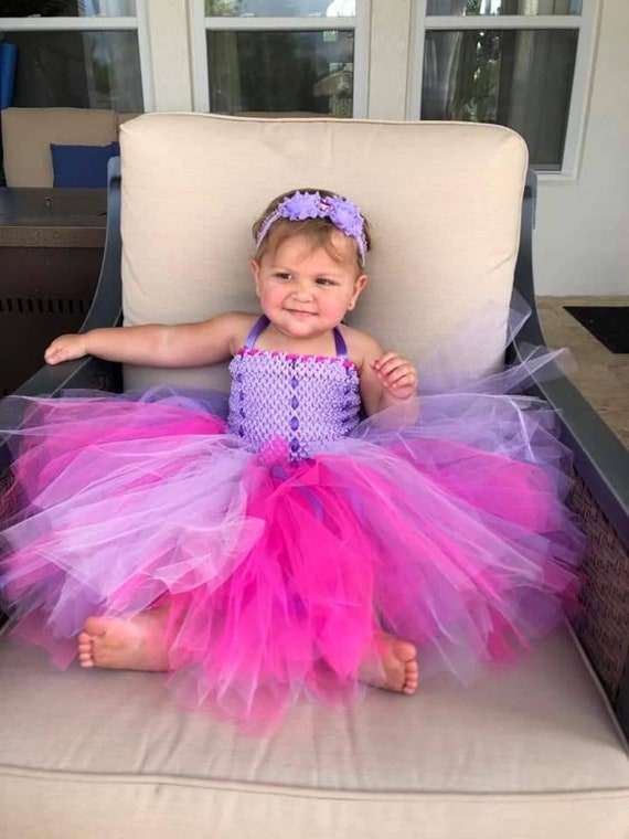 tutu dress pink and purple Pink and Purple Princess Tutu Dress, With Headband, Birthday, Cake Smash,  Flower Girl Dress