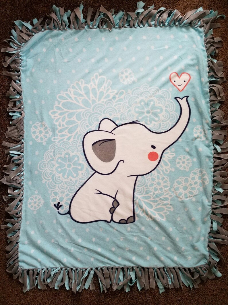 Elephant Love Fleece Tie Baby or Toddler Blanket Etsy