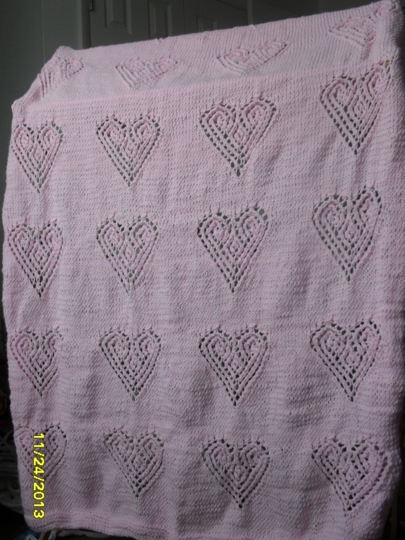 Hearts Jacquard Knit Baby Onesie Pink main image 1