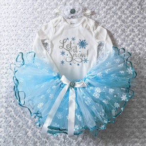 Conjunto de tutú con copos de nieve de invierno Let It Snow