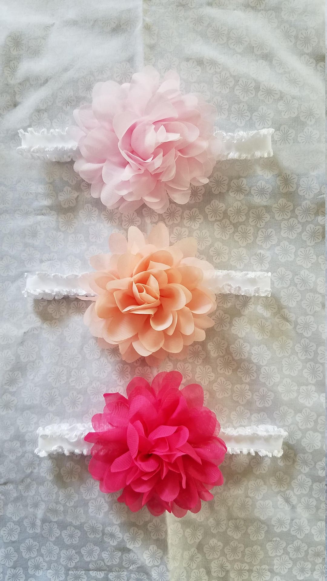 Light Pink, Peach, and Hot Pink Chiffon Flower Headbands - Etsy