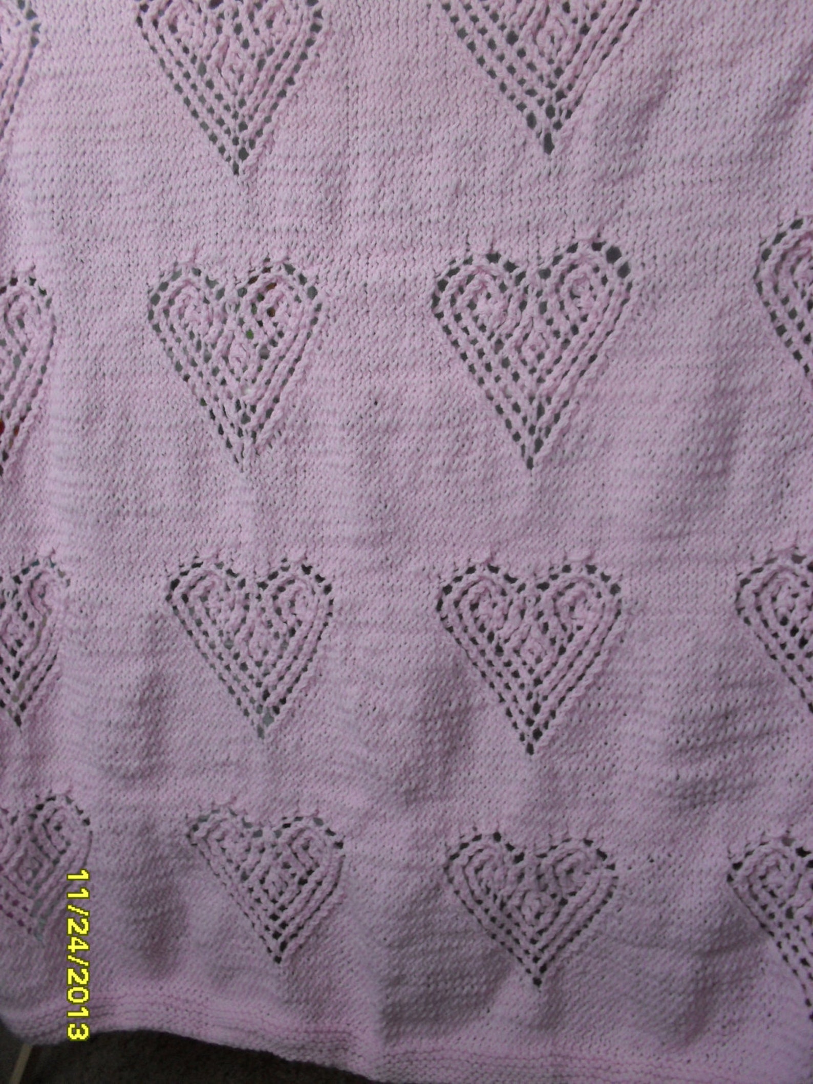 Hearts Jacquard Knit Baby Onesie Pink