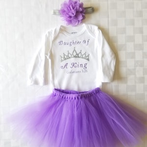 Purple and Silver, Daughter of a King Baby Tutu Outfit, Galatians 3:26