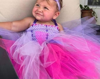 purple and pink tutu dress Pink and Purple Princess Tutu Dress, with Headband, Birthday, Cake Smash,  Flower Girl Dress