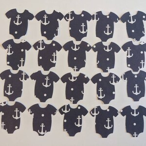 Navy Blue with Anchors Baby Onesie Large Confetti for Baby Shower