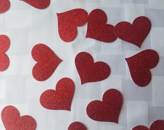 Red Glitter Hearts Large Confetti for Birthday, Baby Shower, Bridal Shower, Weddings