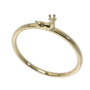 Minimalist Reindeer Ring Yellow Gold Reindeer Christmas Ring Dainty Deer Ring Christmas Jewelry Reindeer Lover&#39;s Gift Jewelry