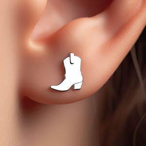 Cowgirl Earrings Silver Minimalist Cowboy Boots Jewelry Gold Cowgirl Earrings Cowboy Jewelry Cowgirl Gift White Gold Cowgirl Lover Earrings