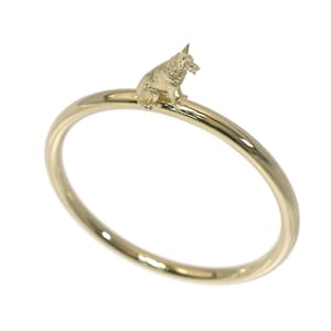 Minimalist German Shepherd Ring Yellow Gold Dog Silhouette Ring Dainty Dog Lover Ring German Shepherd Jewelry Dog Lover&#39;s Gift Jewelry