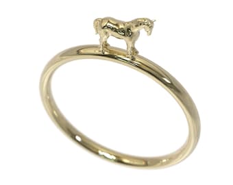 Minimalist Horse Ring Yellow Gold Horse Design Ring Dainty Horse Ring Animal Jewelry Horse Lover Gift Jewelry