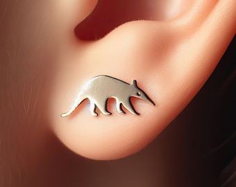 White Gold Anteater Earrings Silver Anteater Jewelry Gold Anteater Earrings Anteater Jewelry Minimalist Anteater Gift Anteater Lover Gift