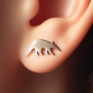 White Gold Anteater Earrings Silver Anteater Jewelry Gold Anteater Earrings Anteater Jewelry Minimalist Anteater Gift Anteater Lover Gift