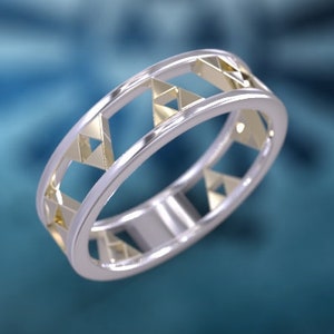 Zelda Wedding Band Zelda Engagement Ring Triforce Inspired White Gold Engagement Ring Nintendo Video Game Wedding Ring Geek Geeky Nerdy