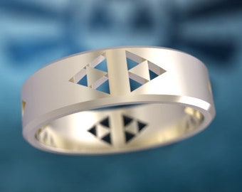 Zelda Wedding Band Zelda Engagement Ring Triforce Inspired White Gold Engagement Ring Nintendo Video Game Wedding Ring Geek Geeky Nerdy