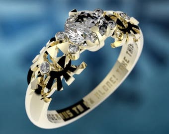 Zelda Engagement Ring Triforce Inspired Yellow Gold Engagement Ring Nintendo Video Game Wedding Ring Geek Engagement Ring Geeky Nerdy
