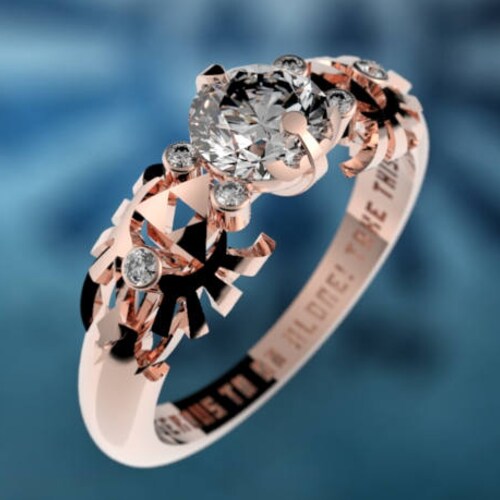 Zelda Engagement Ring Triforce Inspired Rose Gold Engagement Ring Nintendo Video Game Wedding Ring Geek Engagement Ring Geeky Nerdy