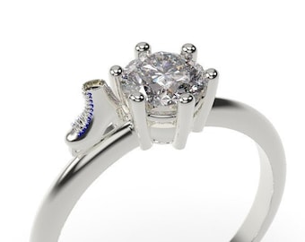 Anillo de compromiso de patinaje artístico Anillo de compromiso de patinaje sobre hielo de oro blanco Anillo de patinador artístico de 14 k Joyería de patinaje artístico de oro Anillo de patinador artístico
