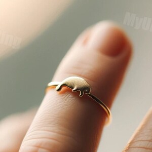 Minimalist Manatee Ring Yellow Gold Manatee Ring Dainty Manatee Ring Marine Life Jewelry Nautical Manatee Lover's Gift Jewelry