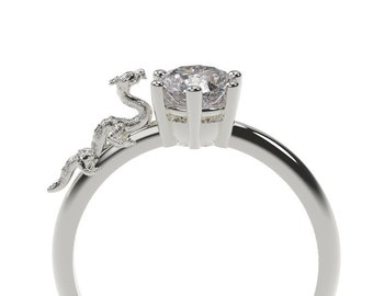 Anillo de dragón, anillo de compromiso de dragón chino, anillo de compromiso de dragón de oro blanco de 14 k, anillo de dragón, joyería de dragón de oro, joyería de dragón chino