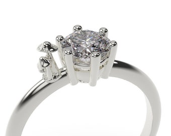 Mushroom Engagement Ring Mushroom Ring White Gold Mushrooms Ring Mushrooms Engagement Ring Fungi Ring 14k Gold Mushroom Wedding Ring
