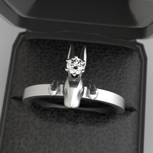 Bunny Engagement Ring White Gold Rabbit Engagement Ring 14k Rabbit Ring Gold Bunny Ring Bunny Rabbit White Gold