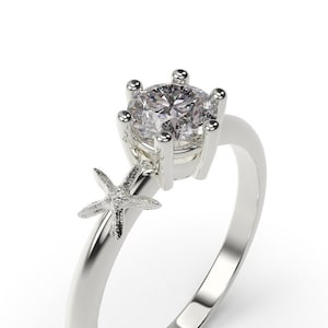 Starfish Ring Starfish Engagement Ring White Gold Star fish Engagement Ring 14k Starfish Ring Gold Star fish Ring Starfish Ring