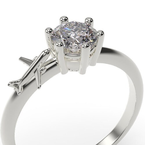 Plane Ring Plane Engagement Ring Airplane Ring White Gold Etsy