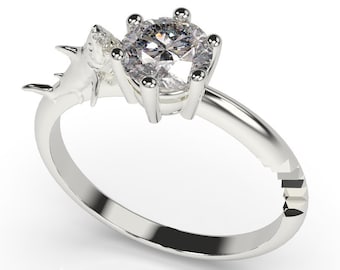 Shark Engagement Ring White Gold Great White Shark Engagement Ring 14k Shark Ring Gold Great White Shark Ring Nautical White Gold