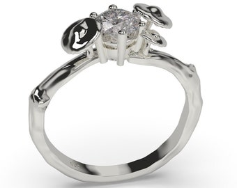 Mushroom Engagement Ring Mushroom Ring White Gold Mushrooms Ring Mushrooms Engagement Ring Fungi Ring 14k Gold Mushroom Wedding Ring