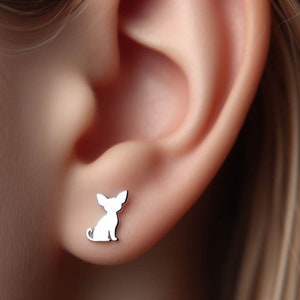 Chihuahua Earrings Silver Minimalist Chihuahua Jewelry Gold Chihuahua Earring Chihuahua Jewelry Dog Gift White Gold Chihuahua Lover Earrings