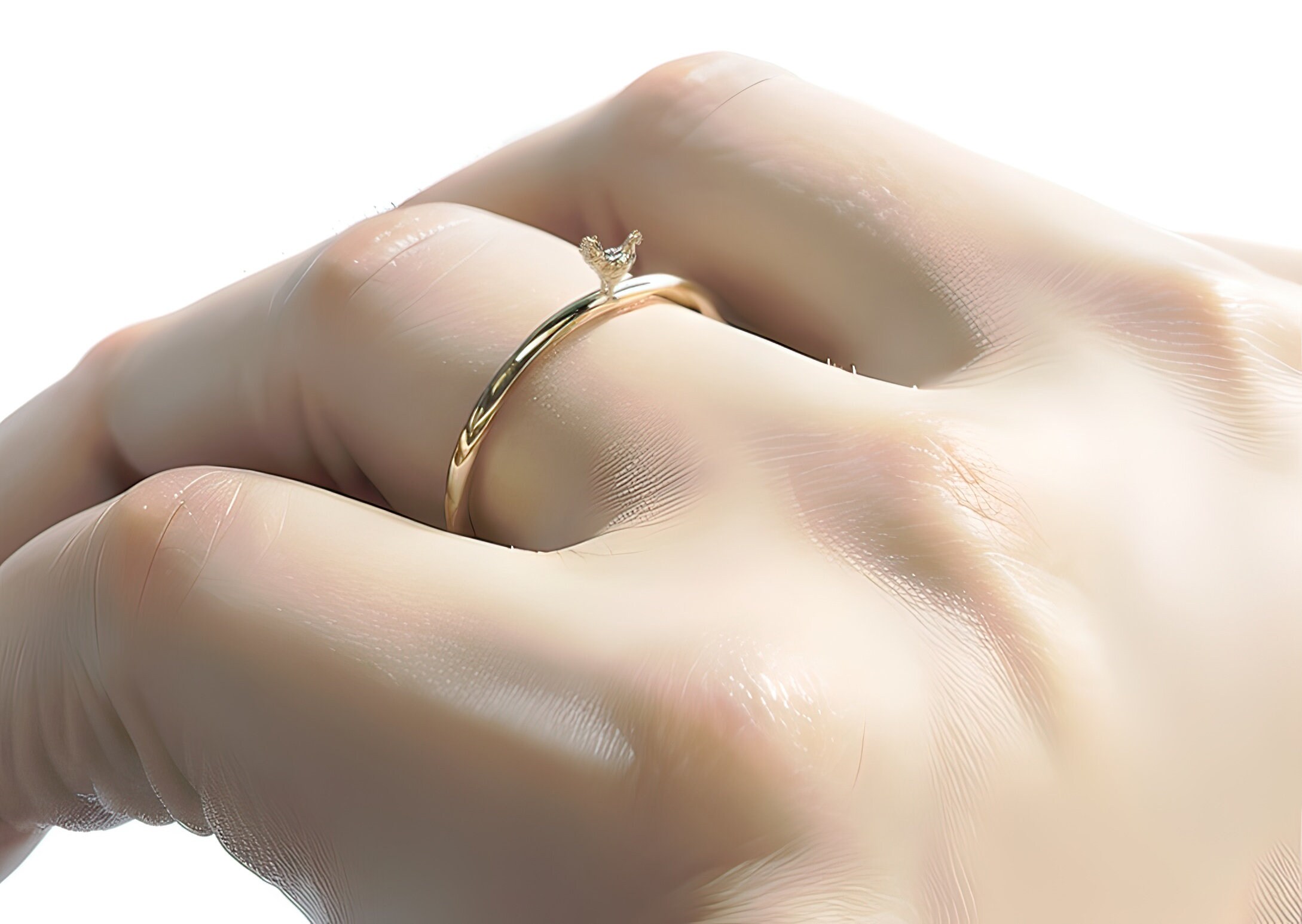 Minimalist Chicken Ring Yellow Gold Chicken Design Ring Dainty Chicken ...