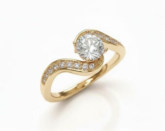 Moissanite Engagement Ring Yellow Gold Moissanite Ring Yellow Gold Ring Moissanite Ring Diamond Alternative Yellow Gold
