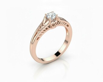 Rose Gold Moissanite Ring Rose Gold Engagement Ring Moissanite Rose Gold Rose Ring Gold Moissanite Ring