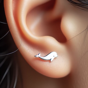 Beluga Whale Earrings Silver Minimalist Beluga Jewelry Gold Beluga Earrings Beluga Jewelry Beluga Gift White Gold Beluga Lover Earrings