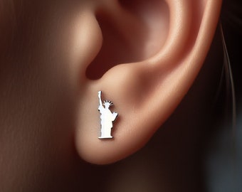Statue of Liberty Earrings Silver Minimalist Freedom Jewelry Gold Liberty Earrings Patriotic Jewelry USA New York Earrings America Earrings