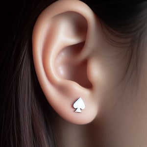 Spade Suit Earrings Silver Minimalist Spade Jewelry Gold Spade Suit Earrings Spade Jewelry Spade Gift White Gold Spade Lover Earrings