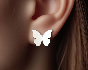 Gold Butterfly Earrings Silver Minimalist Butterfly Jewelry Gold Butterfly Earrings Butterfly Jewelry Butterfly Gift White Gold Butterfly