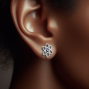 Atom Earrings Silver Minimalist Atom Jewelry Gold Atom Earrings Atom Jewelry Atom Gift White Gold Atom Lover Science Earrings