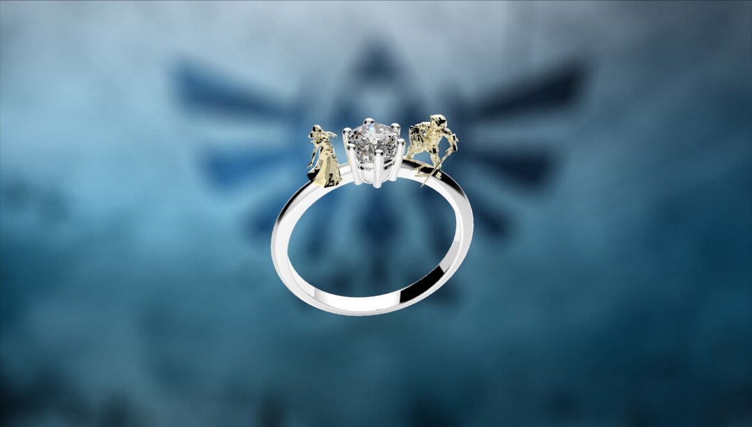 Anillo de compromiso Zelda Link Zelda inspirado anillo de compromiso de oro rosa Nintendo videojuego anillo de boda Geek anillo de compromiso Geeky Nerdy Etsy Mexico