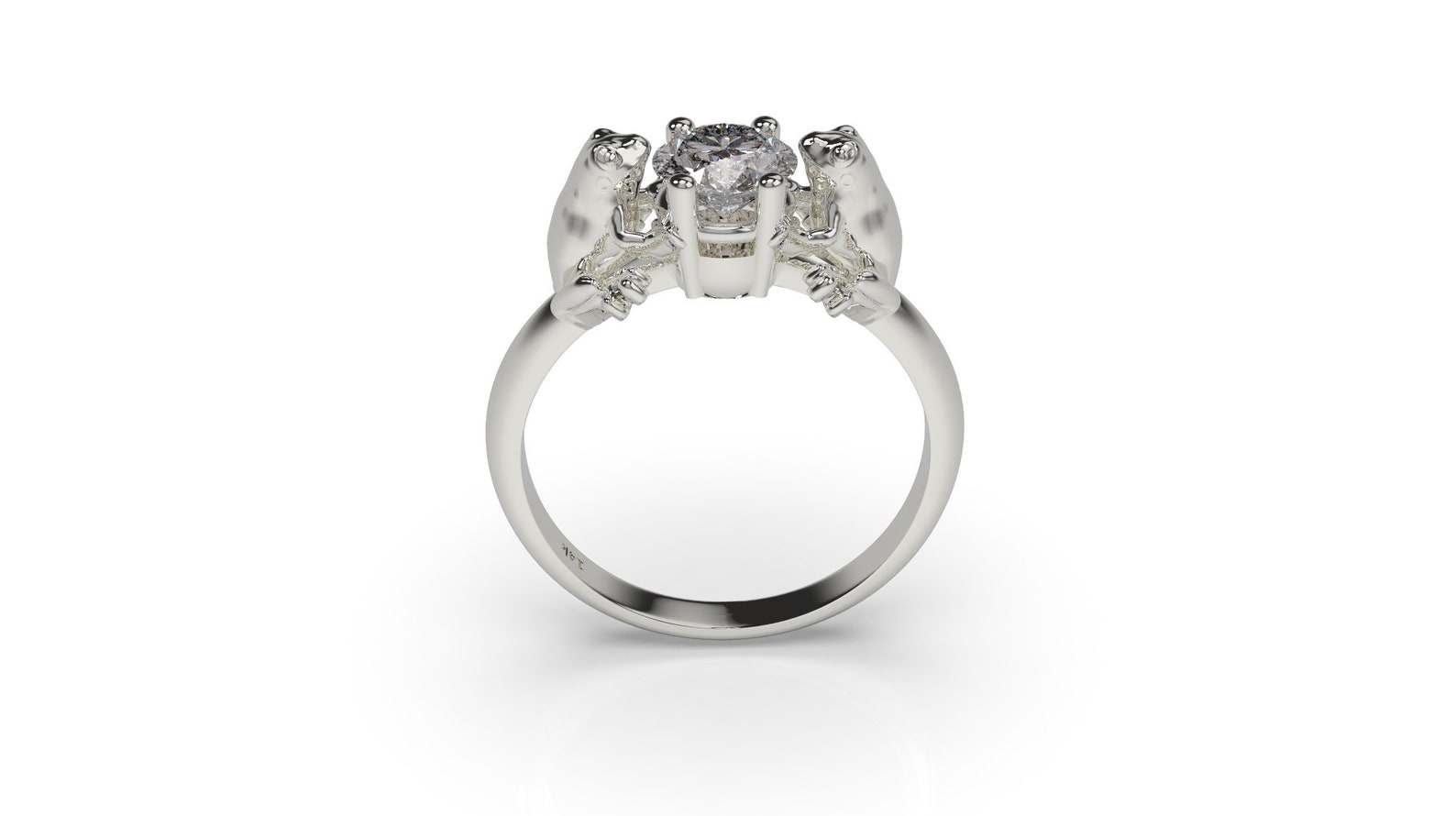 Frog Engagement Ring Frog Ring White Gold Toad Ring Toad Etsy