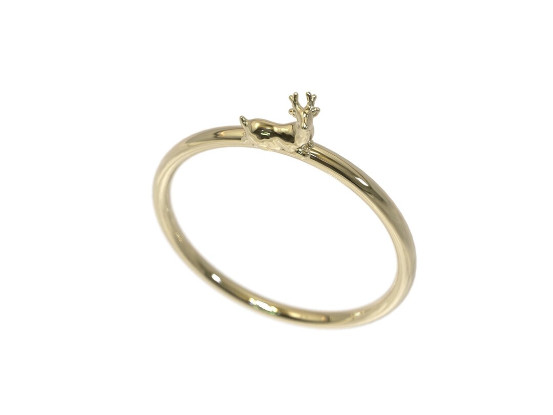 Minimalist Reindeer Ring Yellow Gold Reindeer Christmas Ring Dainty ...