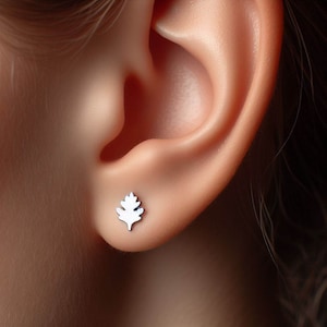 Pendientes de hoja de roble, Joyería de naturaleza minimalista de plata, Pendientes de hoja de roble dorados, Joyería de otoño, Pendientes para amantes de la hoja de roble, Pendientes de hoja de árbol Forrest