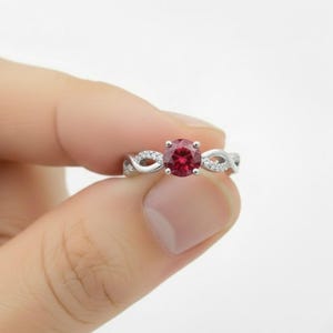 Ruby Solid White Gold Engagement Ring with Diamonds image 3